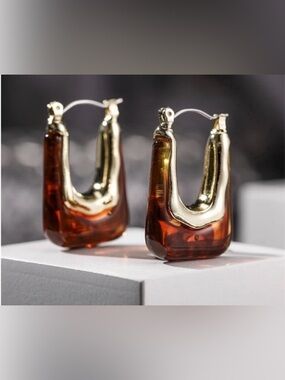 Vintage Geometric Resin Hoop Earring Acrylic U-Shaped hoop endless New In style